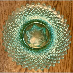 Westmoreland English Hobnail Vaseline GREEN glass 9" Plate